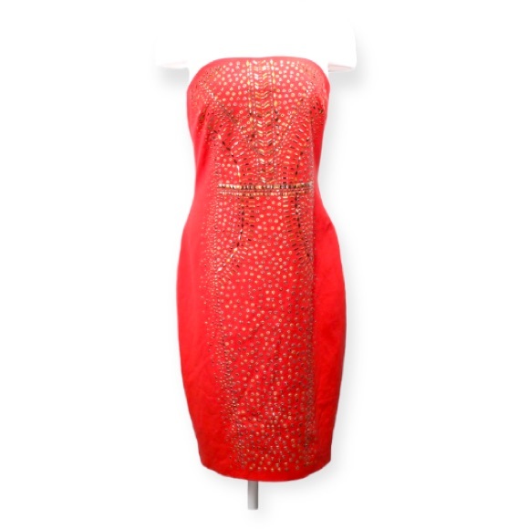 Cache Red Strapless Cocktail Dress Size 8 - Picture 7 of 16
